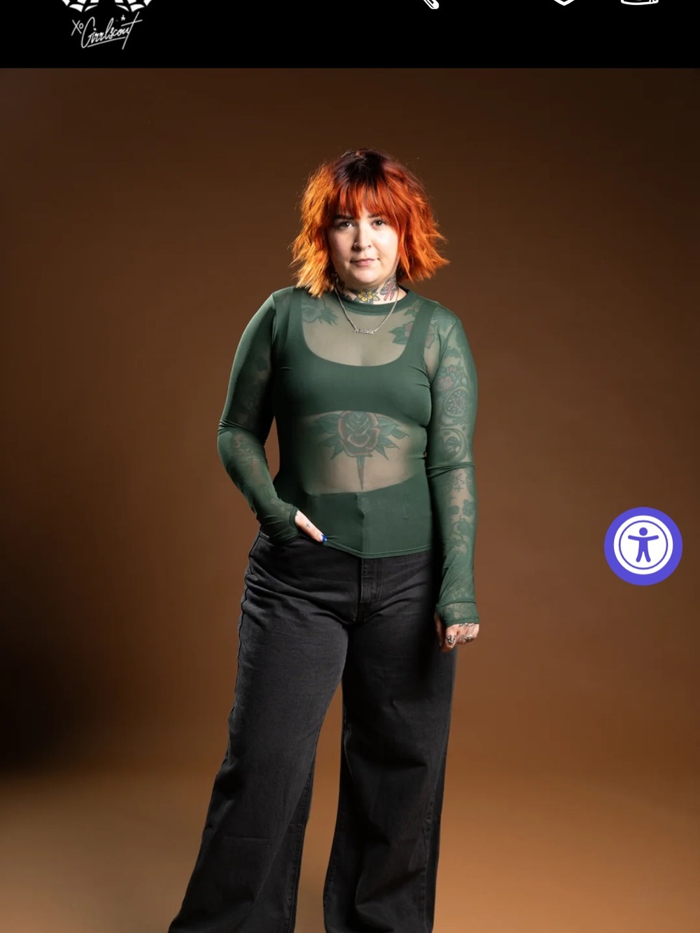 Taylor Mesh Long-Sleeve Top in Forest Green